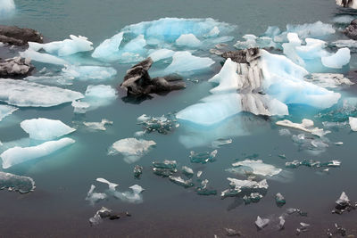 Aerial view of frozen lake