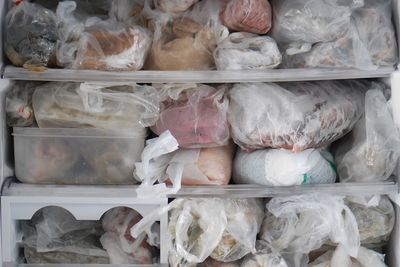 Close-up of ice cream in plastic