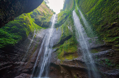 Low angle view of waterfall