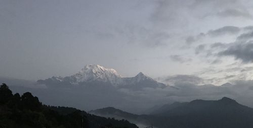 Scenic view of mountains against sky