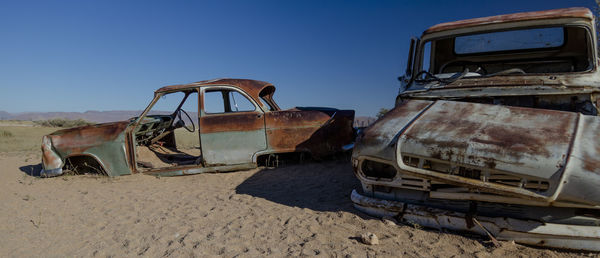 Old carwrecks at solitaire, a small town in the namib desert of namibia