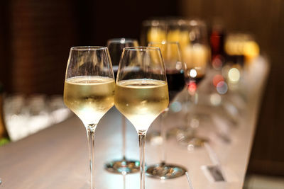 Close-up of wineglass on table