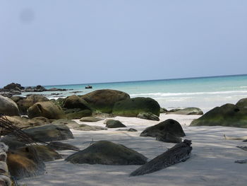 Scenic view of sea against clear sky