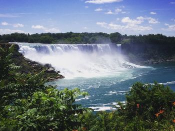 Scenic view of waterfall