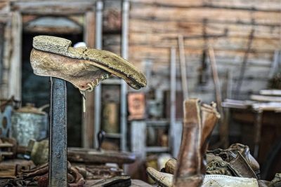 Close-up of abandoned shoes