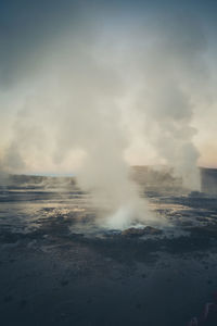 Environment geysers of "el tatio" at sunrise