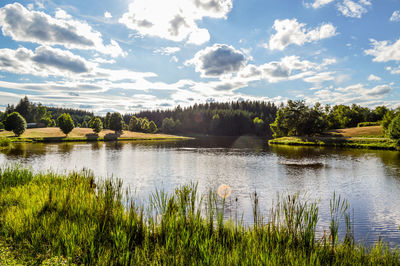 Scenic view of lake against sky