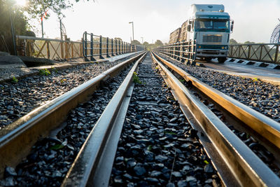 Surface level of railroad track