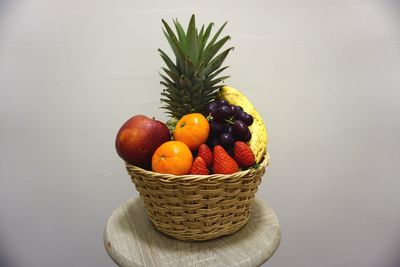 Fruits in basket on table