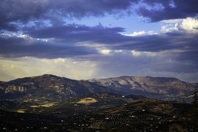 Scenic view of mountains against sky