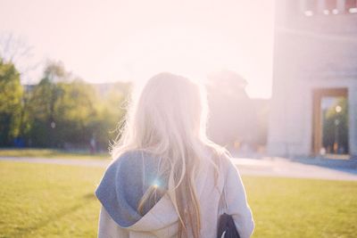 Rear view of a young woman