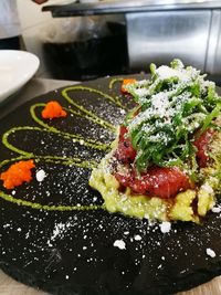 Close-up of food served in plate