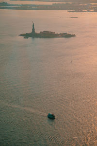 High angle view of boat in sea