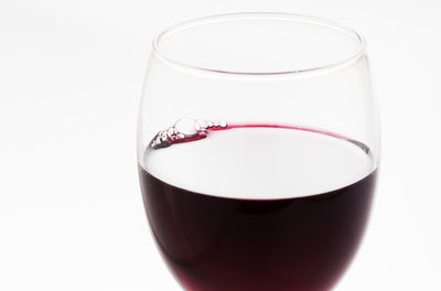 Close-up of glass of water against white background