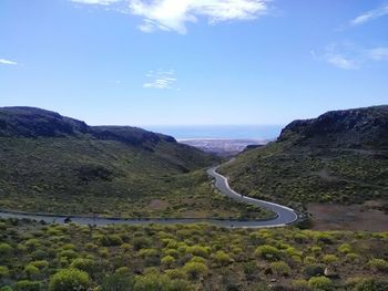 Scenic view of mountains against sky