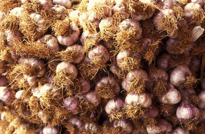 Full frame shot of garlic for sale