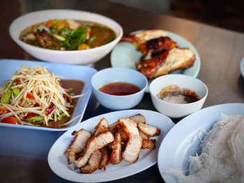 Close-up of food in plate on table