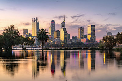 Reflection of buildings in water