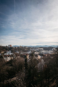 High angle view of buildings in city