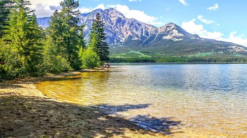 Scenic view of lake against mountains
