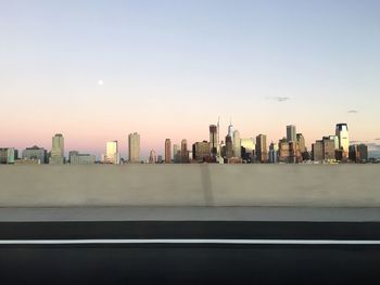 View of cityscape at sunset