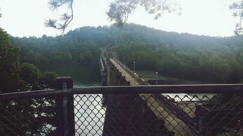 View of suspension bridge against sky