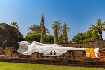 Low angle view of statue against clear sky
