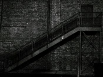 Close-up of stairs at night