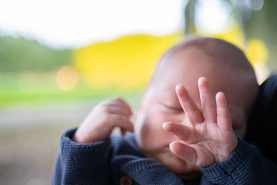 Close-up portrait of cute baby