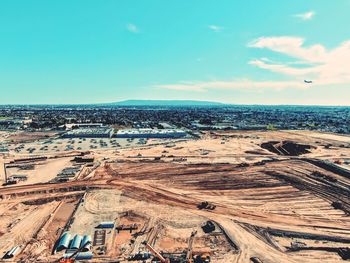 High angle view of la rams stadium in inglewood, california 