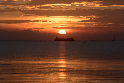 Scenic view of sea during sunset