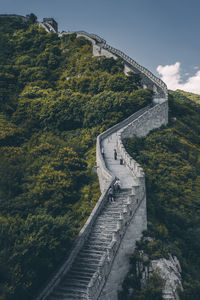 Tilt image of bridge against sky