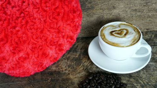 High angle view of coffee on table