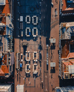 High angle view of buildings in city