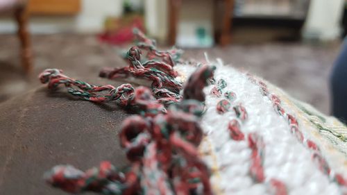 Close-up of textile on floor at home