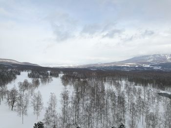 Scenic view of snow covered landscape against sky
