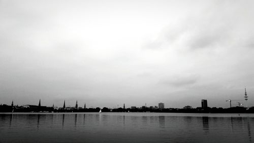 View of river with buildings in background
