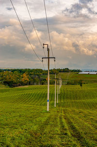 Scenic view of field against sky during sunset