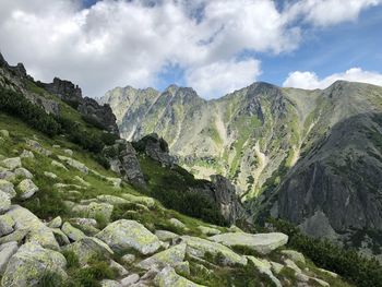 Scenic view of rocky mountains against sky