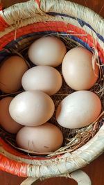 Close-up of eggs in basket