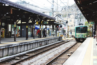 Train on railroad station platform