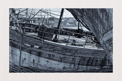 View of abandoned ship in sea