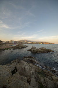 Scenic view of sea against sky during sunset