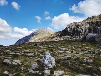 Scenic view of mountain range against sky