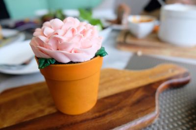 Close-up of dessert on table