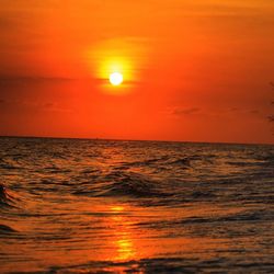 Scenic view of sea during sunset