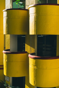 Close-up of metallic structure against wall