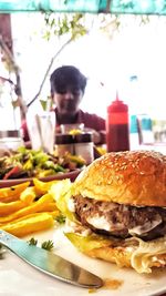 Food served on table in restaurant