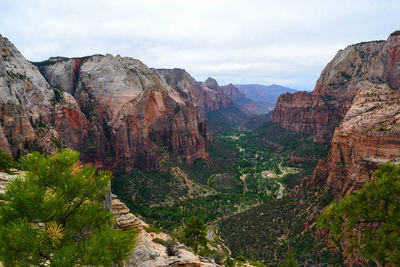 Scenic view of mountains against sky