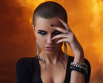 Close-up portrait of a young woman